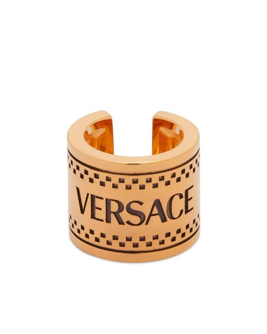 Versace Metallic Chunky Logo Ring