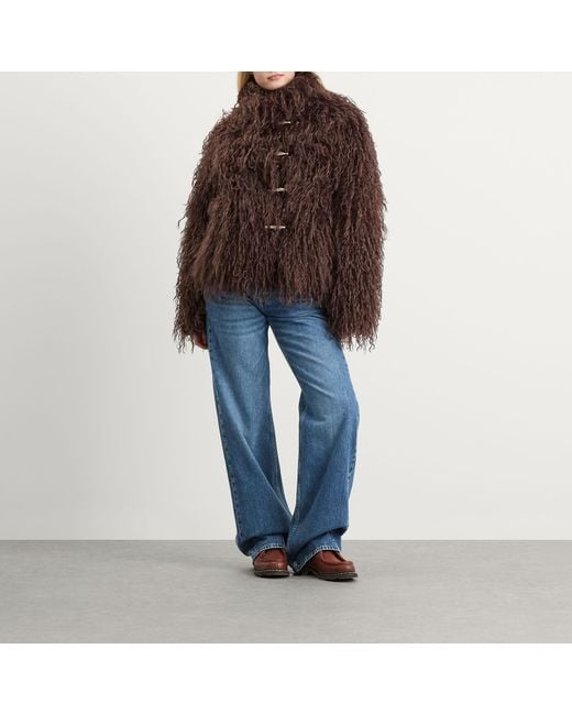 Peachy Den Brown Patti Faux Fur Coat