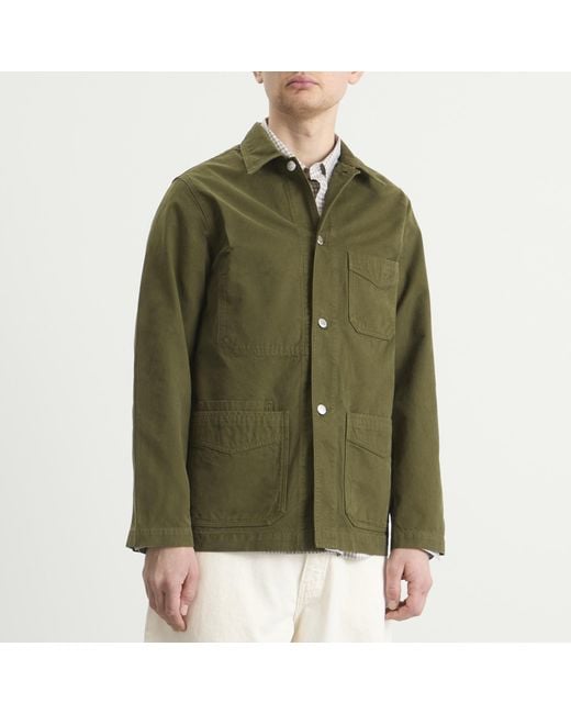 Drake's Green Canvas Chore Jacket for men