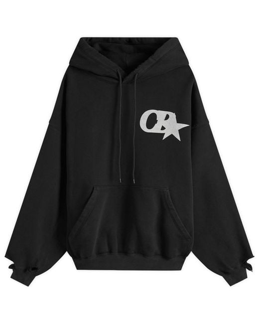 Cole Buxton Black Cb Star Distressed Pocket Hoodie for men