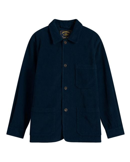 Portuguese Flannel Blue Labura Corduroy Chore Jacket for men