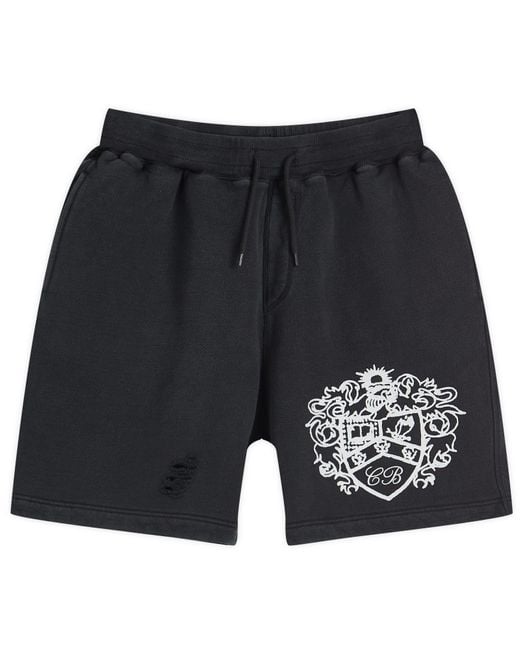 Cole Buxton Black Distressed Collegiate Shorts for men