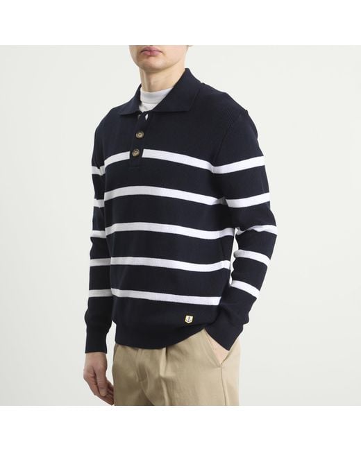 Armor Lux Blue Knit Polo for men