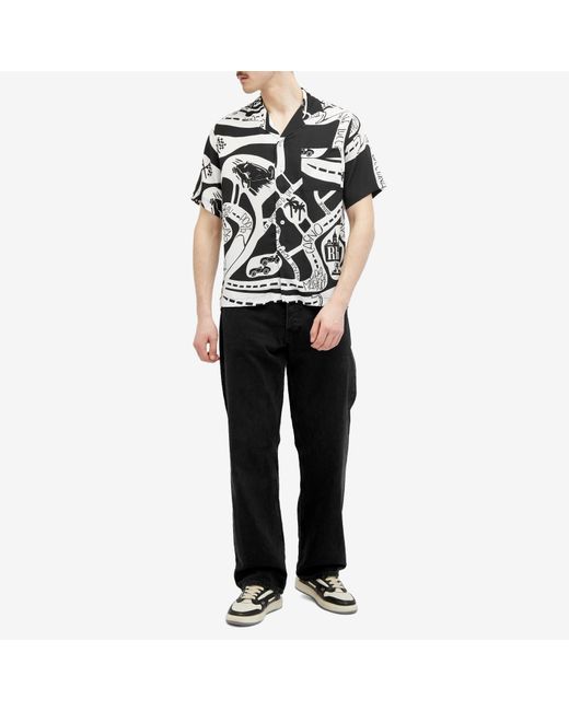 Rhude Black Strada Silk Vacation Shirt for men
