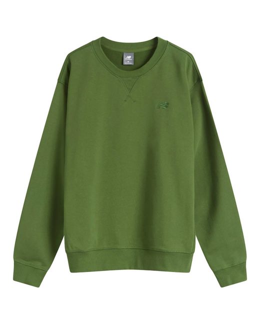 New Balance Green Athletics French Terry Crew for men