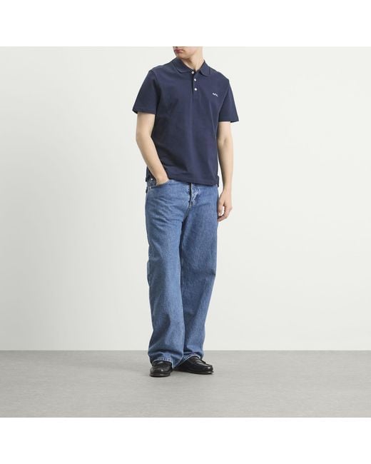 A.P.C. Blue Carter Logo Polo Shirt for men