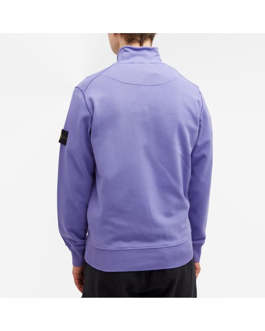 Stone Island Purple Garment Dyed Half Zip Sweat for men