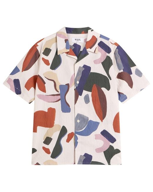 Wax London Multicolor Didcot Abstract Shapes Vacation Shirt for men
