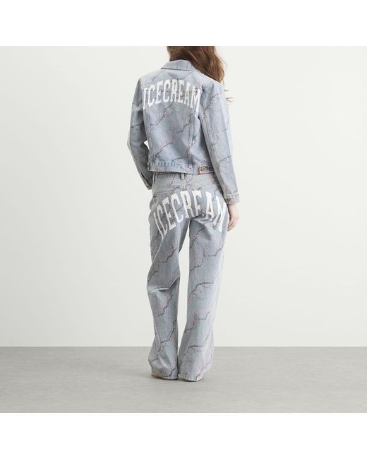 ICECREAM Blue Sakura Denim Trucker Jacket