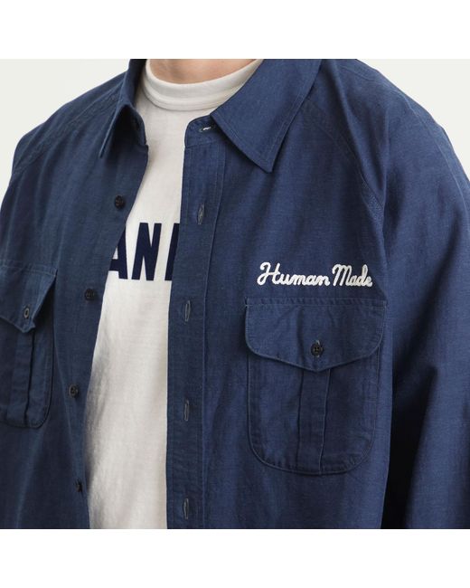 Human Made Blue Dog Overalls Work Shirt for men