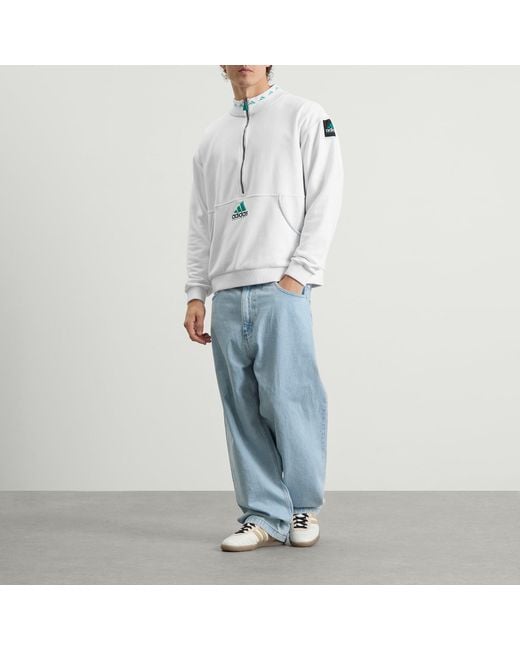 Adidas White Golf Eqt Quarter-Zip Top for men