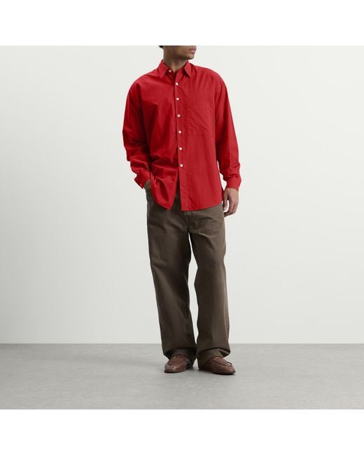 Auralee Red Cotton Lawn Shirt for men