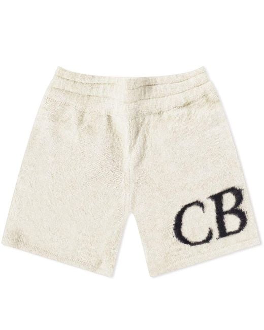 Cole Buxton Natural Intarsia Knit Shorts for men