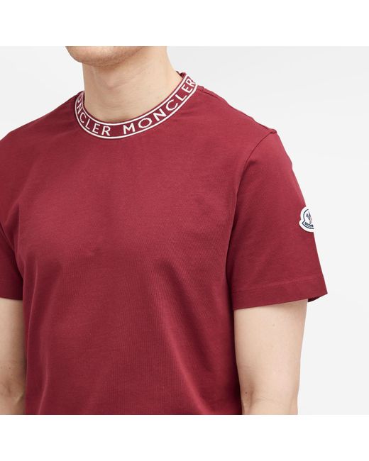 Moncler Red Collar Logo T-Shirt for men