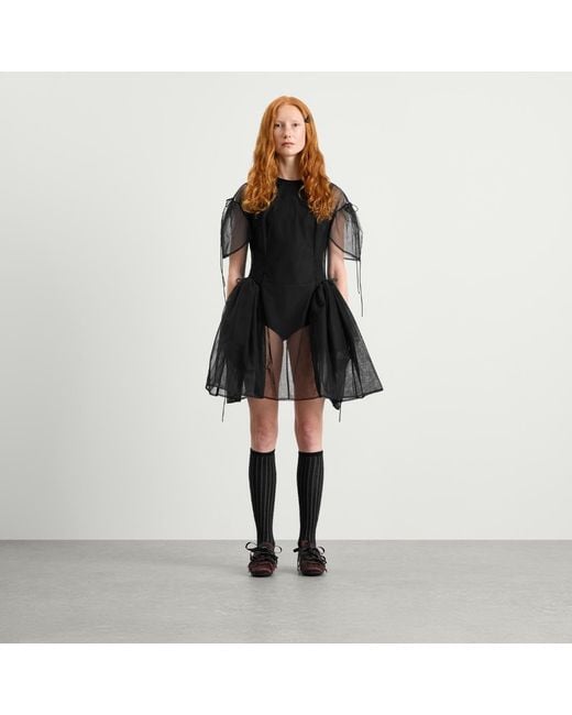 Simone Rocha Black Mini Puff Sleeve Cord Hip Dress