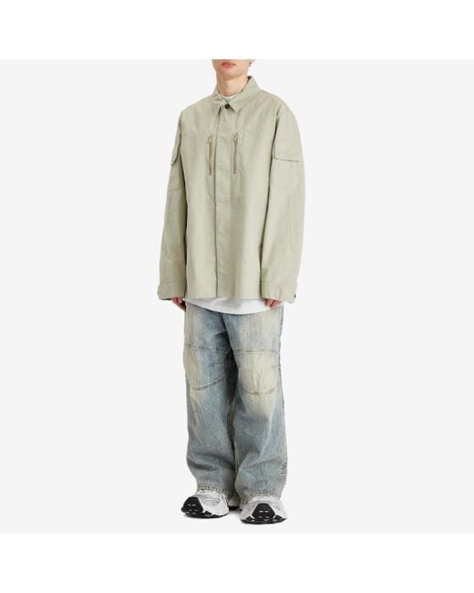 Balenciaga Natural Cotton Ripstop Long Sleeve Military Shirt for men