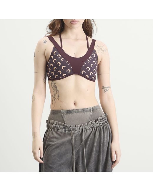 MARINE SERRE Purple Athleisure Yoga Bra Top