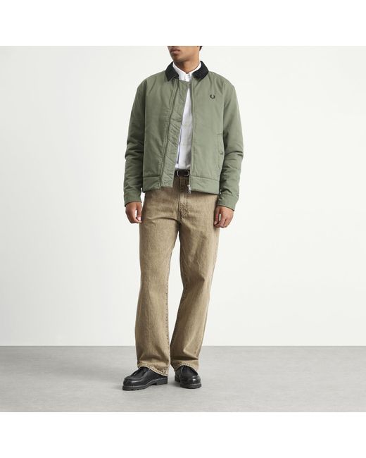 Fred Perry Green Cotton Caban Jacket for men