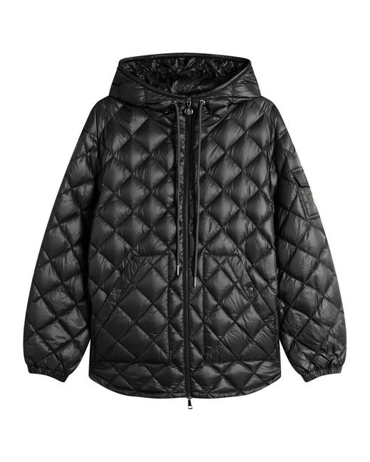 Moncler Black Shiny Quilted Hood Overshirt