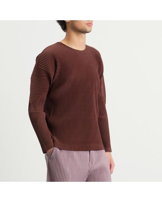 Homme Plissé Issey Miyake Brown Homme Plissé Long Sleeve Top for men