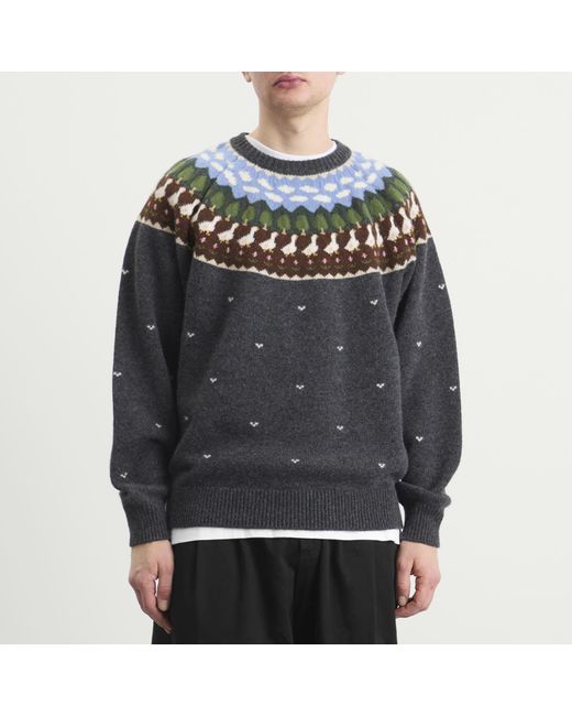 Unlikely Dry Goods Black Fair Isle Duck Knit Sweater for men