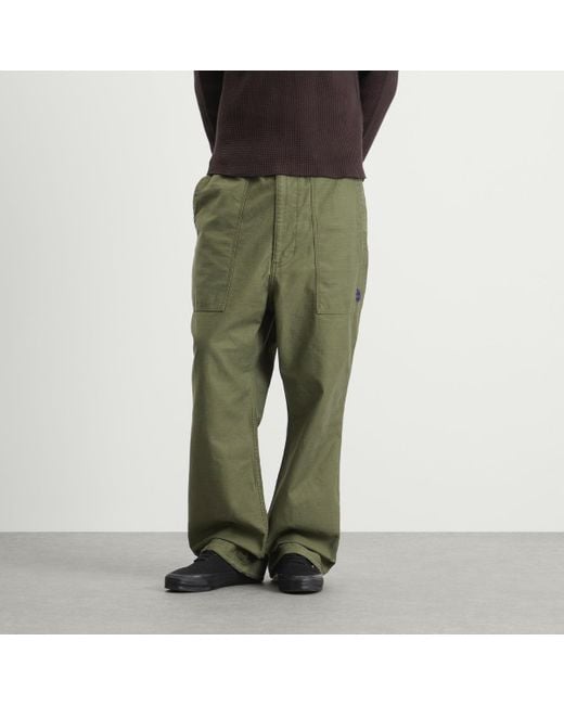 Needles Green Reversed Sateen String Fatigue Trousers for men