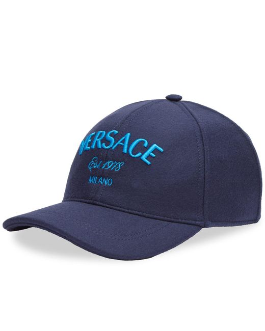 Versace Blue Embroidered Logo Cap for men