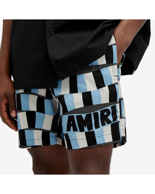 Amiri Blue Checkered Snake Swim Shorts for men
