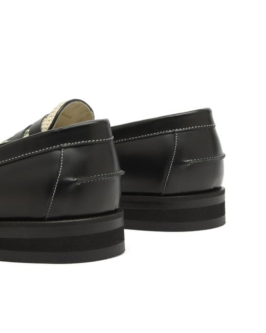 Duke & Dexter Black Wilde Raffia Penny Loafer for men
