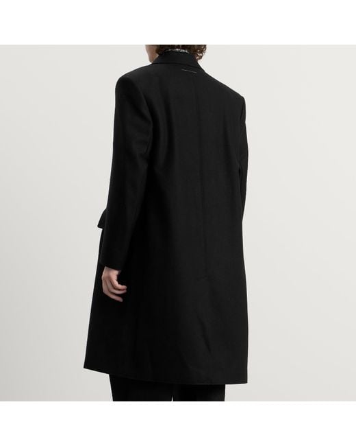 Maison Margiela Black Mm6 Wool Overcoat for men