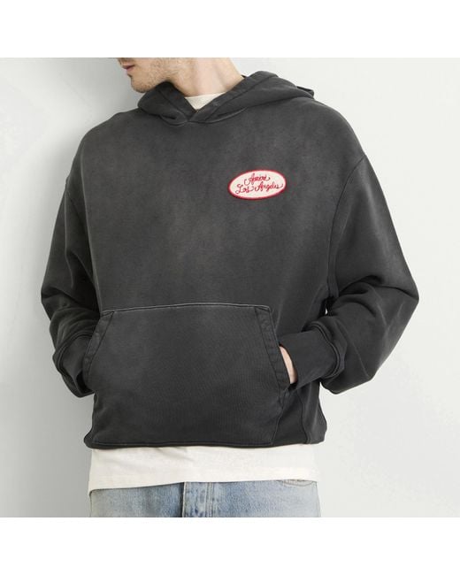 Amiri Gray Station Patch Oversized Hoodie for men