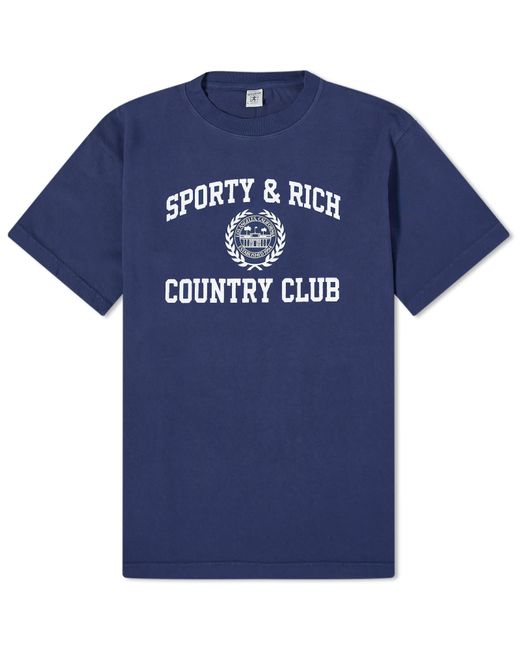 Sporty & Rich Blue Varsity Crest T-Shirt