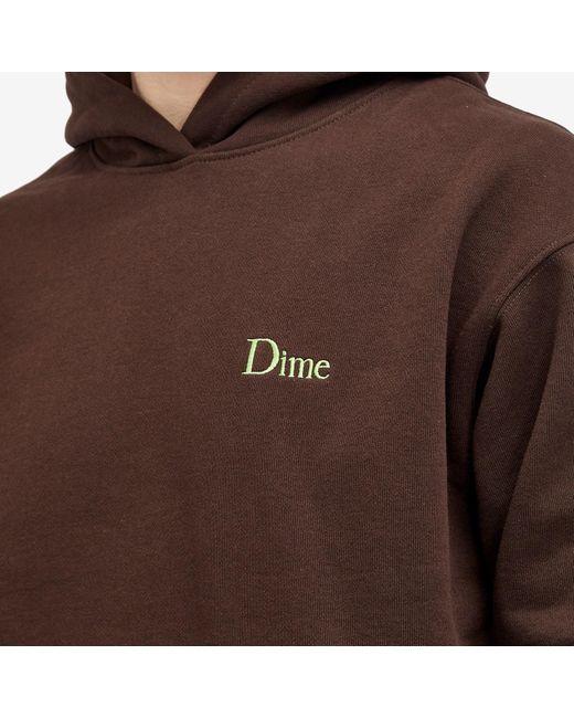 Dime Brown Classic Small Logo Hoodie for men