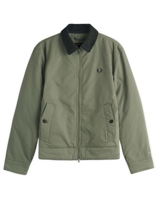 Fred Perry Green Cotton Caban Jacket for men