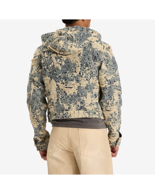 Acne Multicolor Distressed Monogram Hooded Jacket for men