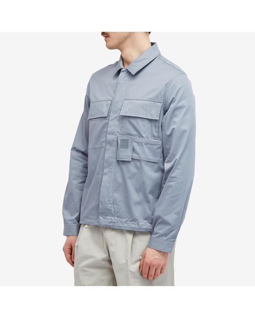 C P Company Blue Metropolis Gabardine Pockets Overshirt for men
