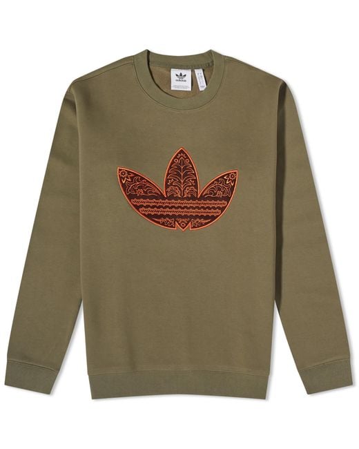 Adidas Green Corduroy Appliqué Sweatshirt for men