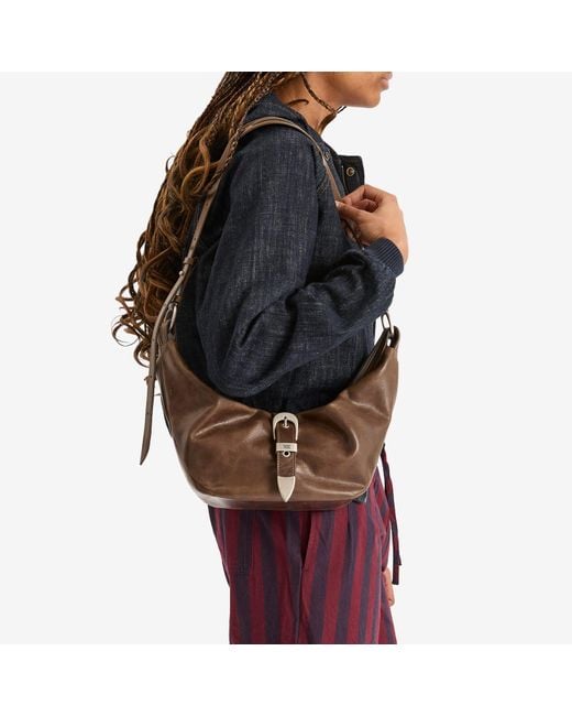 MARGE SHERWOOD Brown Belted Hobo Shoulder Bag