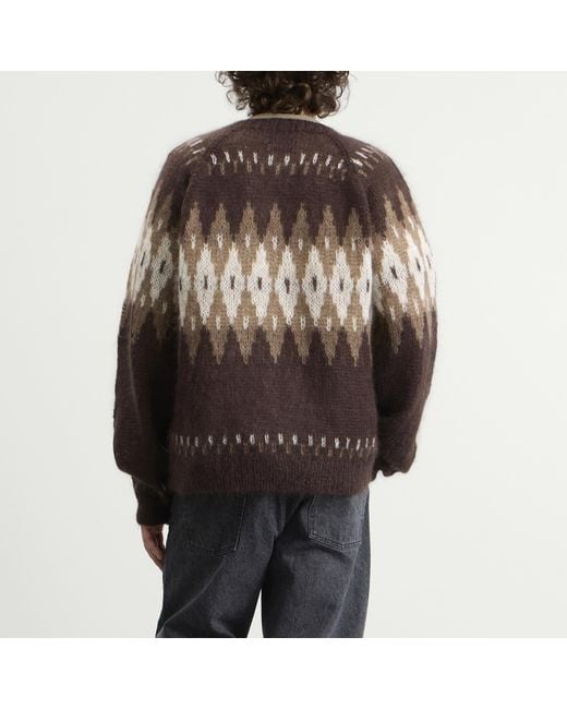 Nomarythm Textile Brown Hand Knit Snowflake Sweater for men