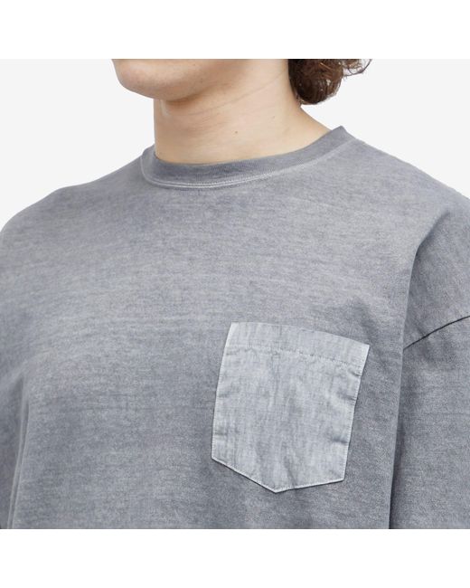 Neighborhood Gray Pigment Dyed Long Sleeve T-Shirt for men