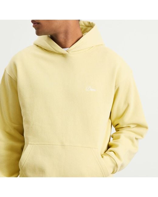 Dime Yellow Cursive Small Logo Hoodie for men