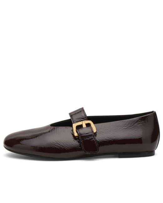 Vagabond Brown Vagabond Aleya Patent Leather Buckle Ballet
