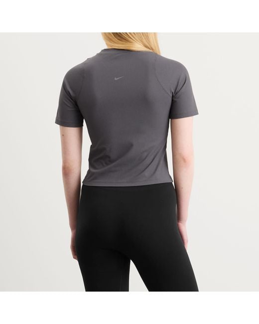 Nike Gray Zenvy Rib Short Sleeve Top