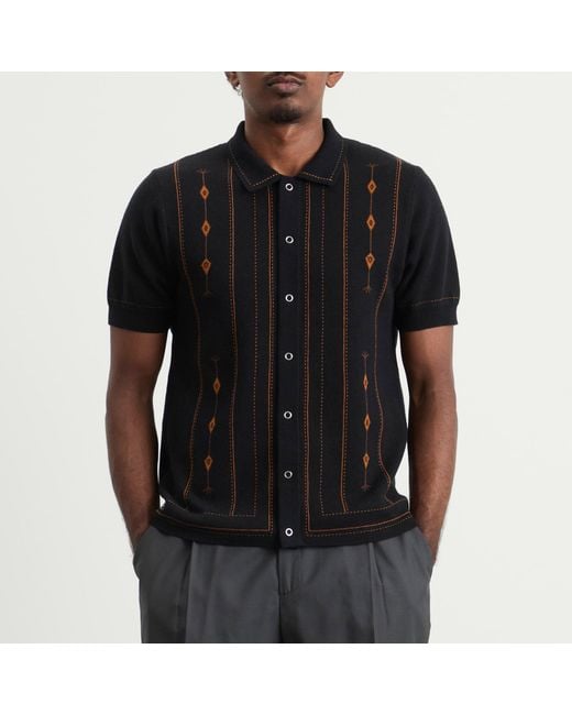 Percival Black Folio Knitted Shirt for men