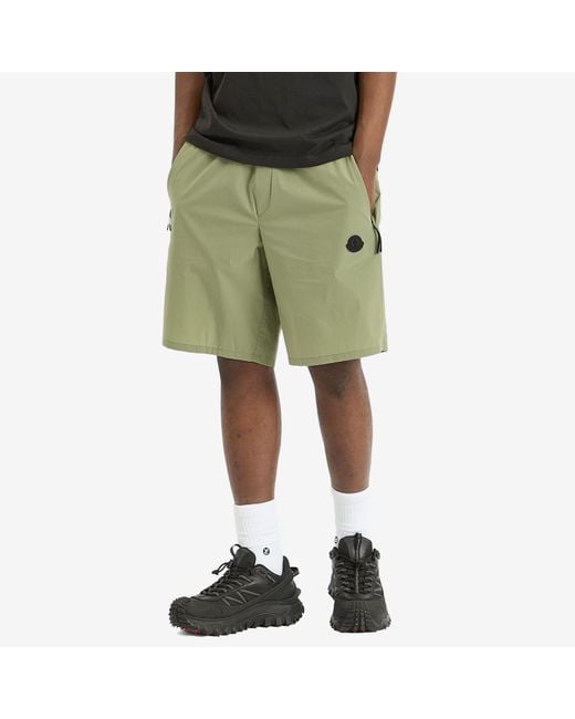 Moncler Green Bi-Stretch Nylon Opaque Shorts for men