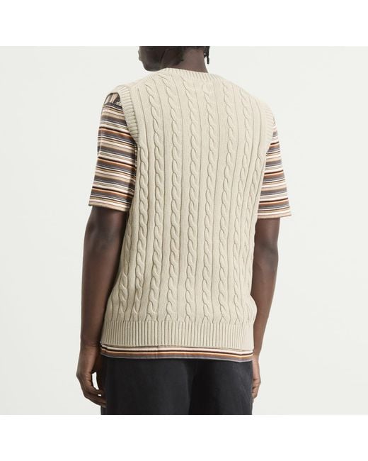 Beams Plus Natural Cable Knit Vest for men