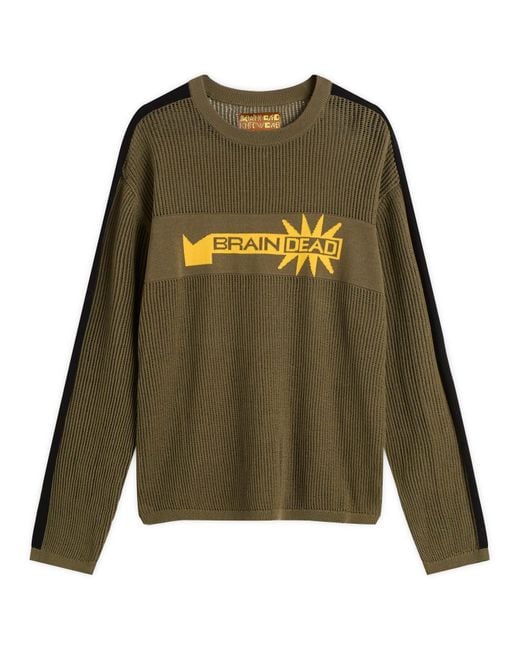 Brain Dead Green Long Sleeve Mesh Jumper for men