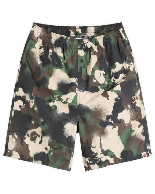 A Bathing Ape Green Map Camo Regular Fit Beach Shorts for men