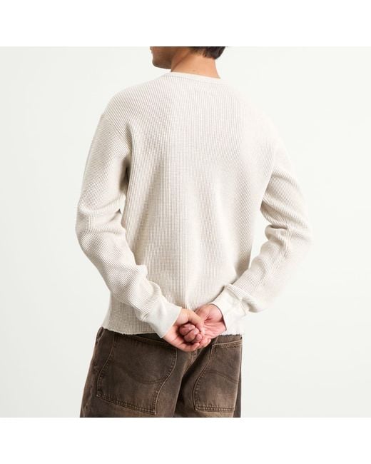 Beams Plus White Waffle Crew Neck Sweatshirt for men