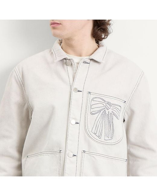 Acne White Bow Denim Chore Jacket for men